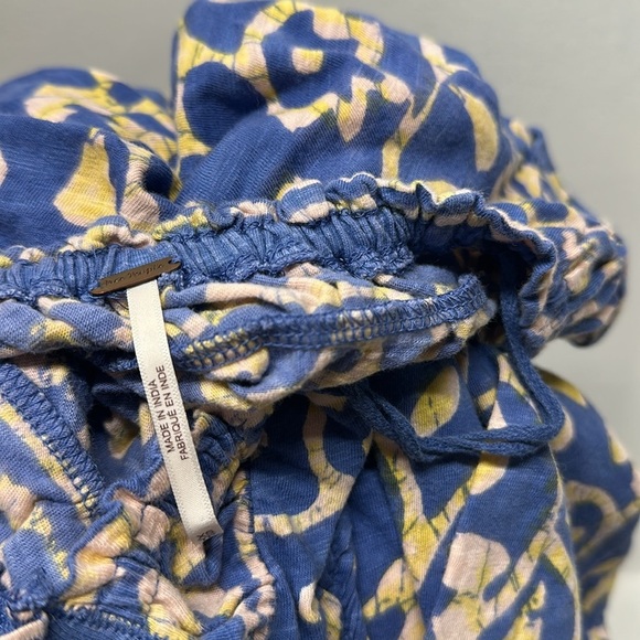 Free People On the Block Bell Sleeve Top Blouse Shirt Pure Cotton Boho Blue XS - Picture 11 of 11